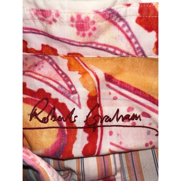 Robert Graham Striped Floral Flip Cuff Button Down Shirt Size 2XL - Picture 5 of 8